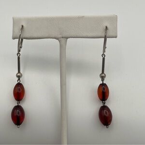 Unbranded Red Glass Bead Drop Earrings